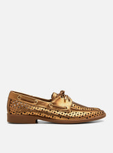 Mocassim Couro Dockside Bronze Vazado