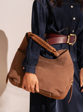 Bolsa Shoulder Couro Camurça Cappuccino