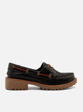 Mocassim Dockside Preto Couro Solado Tratorado