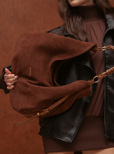 Bolsa Shoulder Couro Camurça Marrom
