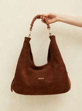 Bolsa Shoulder Couro Camurça Marrom
