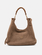 Bolsa Shoulder Couro Camurça Cappuccino