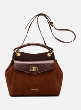Bolsa Satchel Couro Camurça Marrom