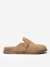 Clog em Couro Camurça Areia