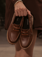 Mocassim Dockside Marrom Couro Solado Tratorado