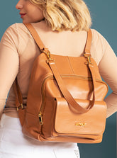 Mochila em Couro Athenas Caramelo