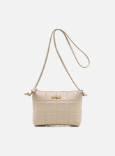 Bolsa em Couro Matelassê Off White Zíper Tiracolo