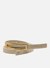 Cinto em Couro Off White Fino Metal