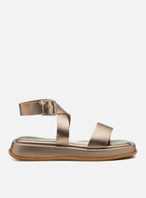 Flatform em Couro Fresh Rafaela Prata Velho