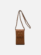 Mini Bolsa em Couro Matelassê Caramelo