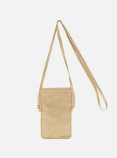 Mini Bolsa em Couro Porta Celular Dourada