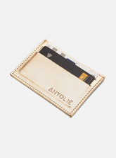 Porta Cartão em Couro Metalizado Dourado