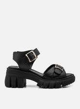 Sandália em Couro com Fivelas Maitê Preto