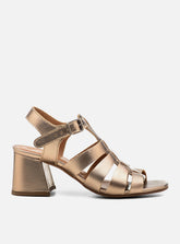 Sandália em Couro Salto Médio Lilian Prata Velho