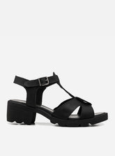 Sandália em Couro Tiras Valentina Preto