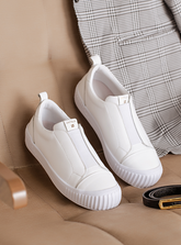 Tênis em Couro Slip On Olivia Branco