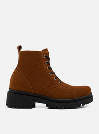 Coturno em Couro Cadarço Julia Camurça Marrom