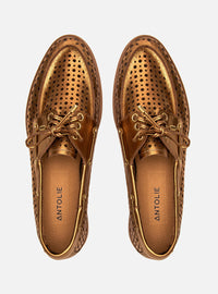 Mocassim Couro Dockside Bronze Vazado