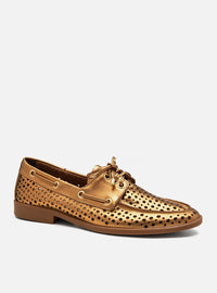 Mocassim Couro Dockside Bronze Vazado