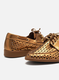 Mocassim Couro Dockside Bronze Vazado