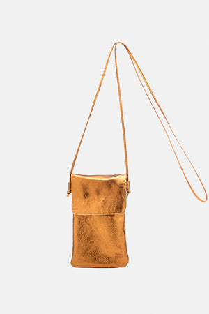 Mini Bolsa em Couro Porta Celular Capri Bronze