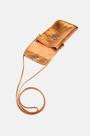 Mini Bolsa em Couro Porta Celular Capri Bronze