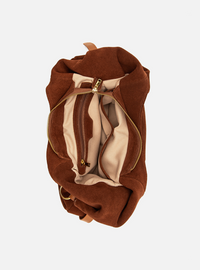 Bolsa Shoulder Couro Camurça Marrom