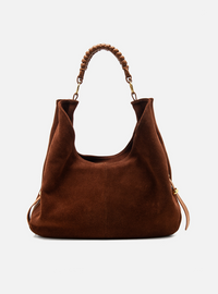 Bolsa Shoulder Couro Camurça Marrom