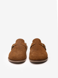 Clog em Couro Camurça Caramelo