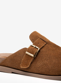 Clog em Couro Camurça Caramelo