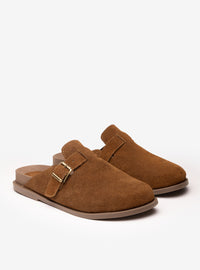 Clog em Couro Camurça Caramelo