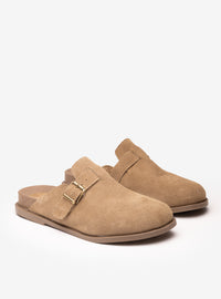 Clog em Couro Camurça Areia