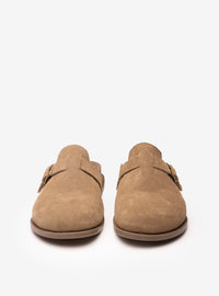 Clog em Couro Camurça Areia