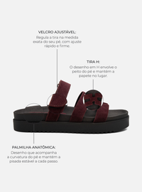 Papete Couro Camurça Bordô Tira H