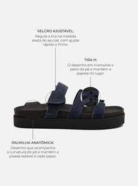 Papete Couro Camurça Azul Tira H