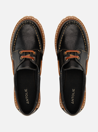 Mocassim Dockside Preto Couro Solado Tratorado