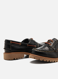 Mocassim Dockside Preto Couro Solado Tratorado