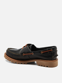 Mocassim Dockside Preto Couro Solado Tratorado