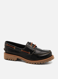Mocassim Dockside Preto Couro Solado Tratorado