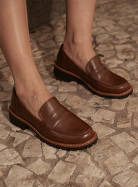 Mocassim Tratorado Marrom em Couro