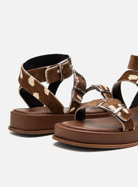 Sandália Flatform Couro Bambi Fivelas