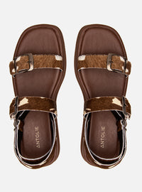 Sandália Flatform Couro Bambi Fivelas