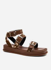 Sandália Flatform Couro Bambi Fivelas