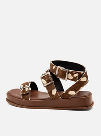 Sandália Flatform Couro Bambi Fivelas
