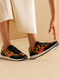 Tênis em Couro Animal Print Sport