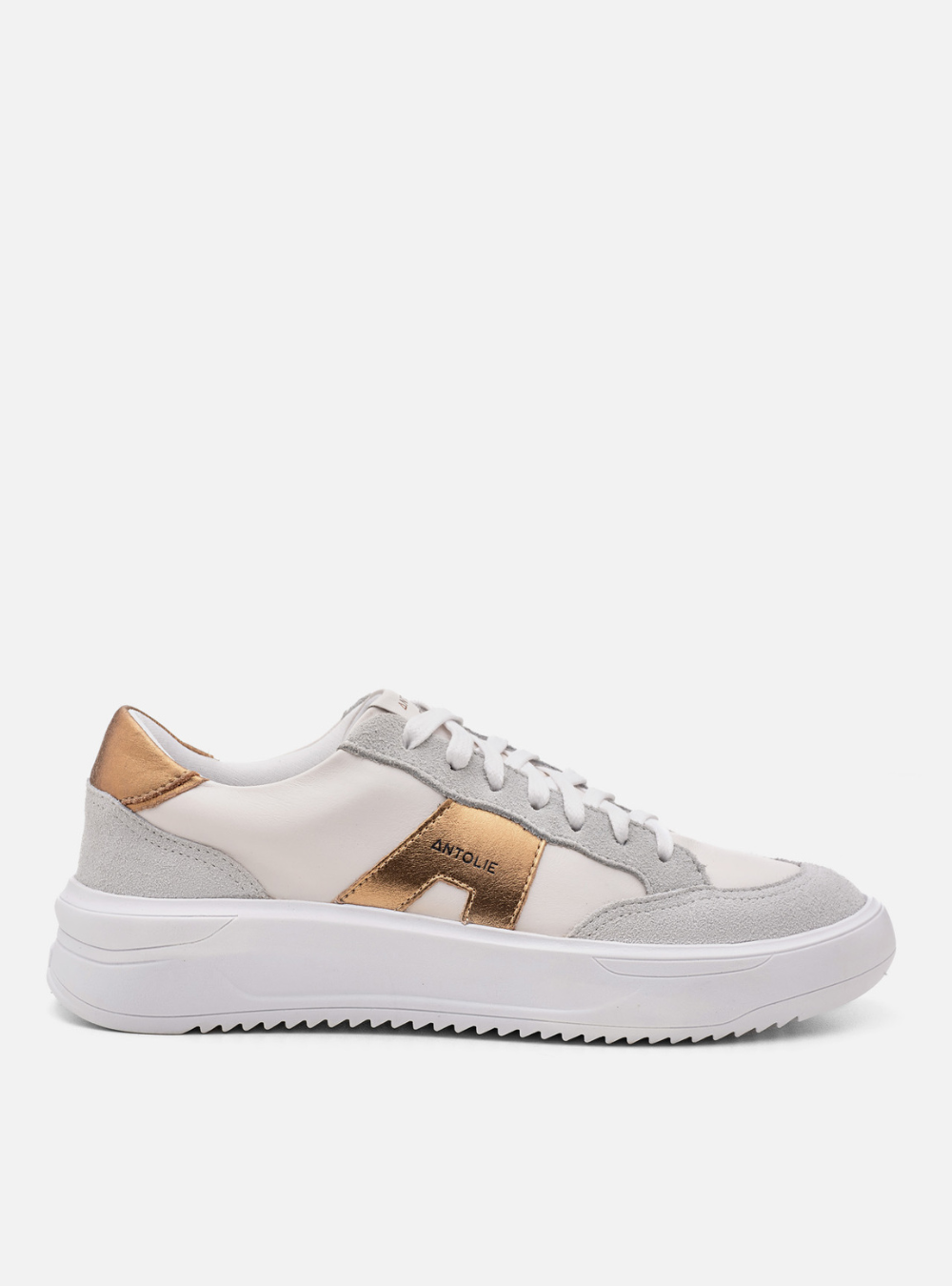 Tênis Couro Branco Urban Detalhe Cinza Camurça