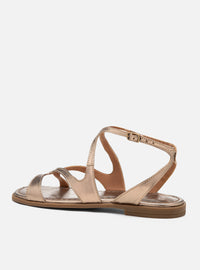 Sandália Rasteira em Couro Prata Velho Tiras Slim