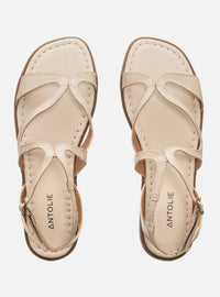 Sandália Rasteira em Couro Off White Tiras Slim