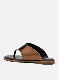 Rasteira em Couro Bronze Thong