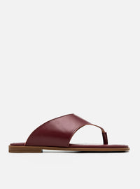 Rasteira em Couro Bordô Thong